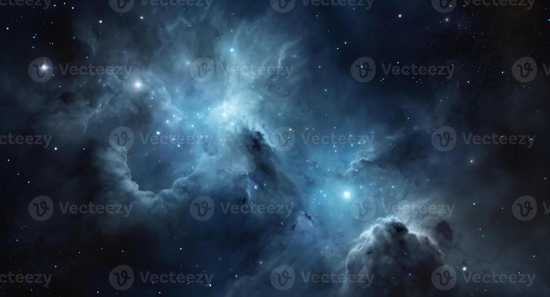 AI generated Realistic space grey and blue nebula background with stars. Astronomy concept and space exploration photo