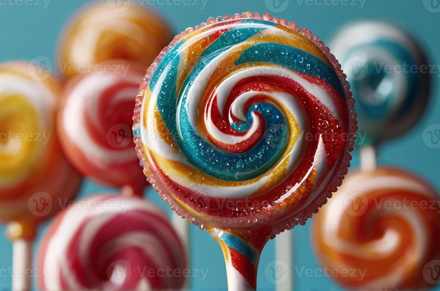 AI generated A close-up of a lollipop candy with a glossy and shiny surface photo