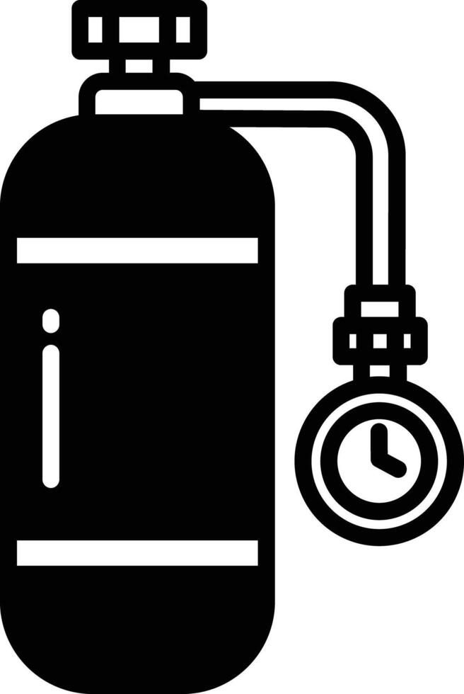 Oxygen cylinder glyph and line vector illustration