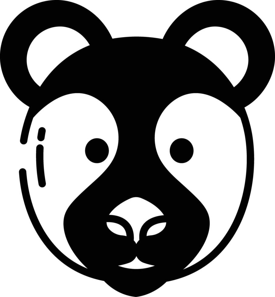 Bear glyph and line vector illustration