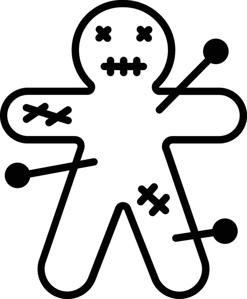 voodoo doll glyph and line vector illustration