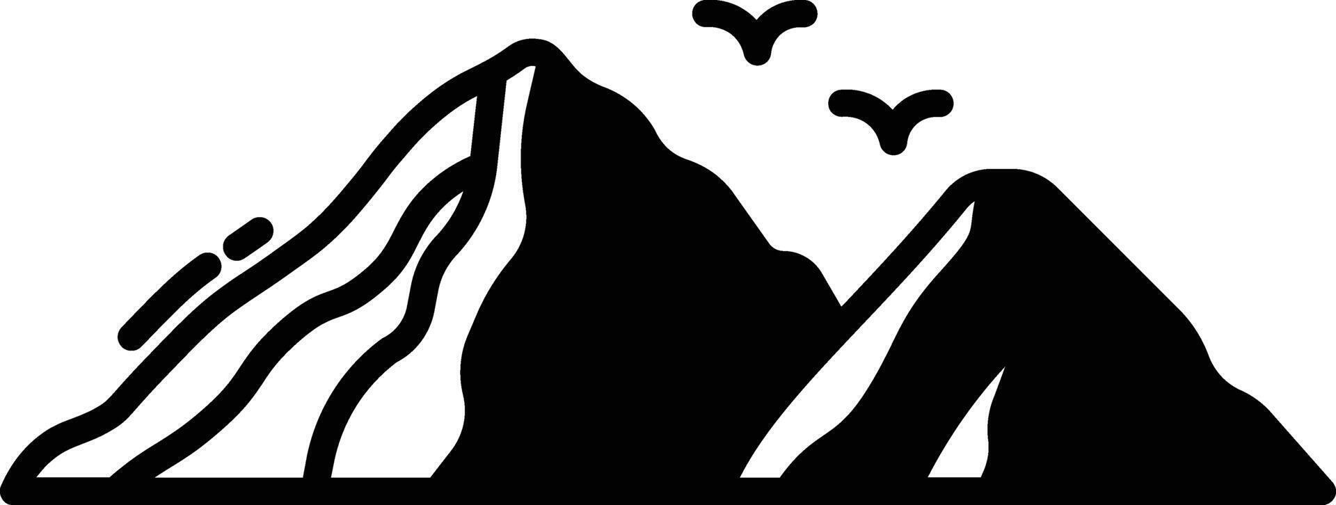 mountain glyph and line vector illustration