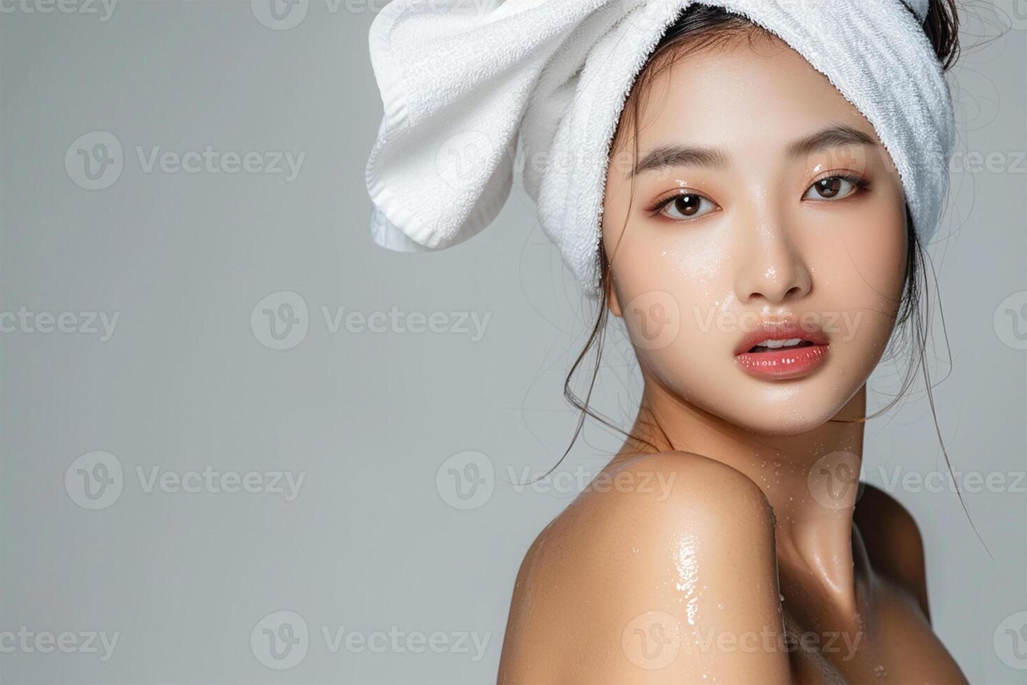 AI generated Beautiful asian woman with clean fresh skin. Face care, Facial treatment, Cosmetology, beauty and spa, Asian women portrait photo