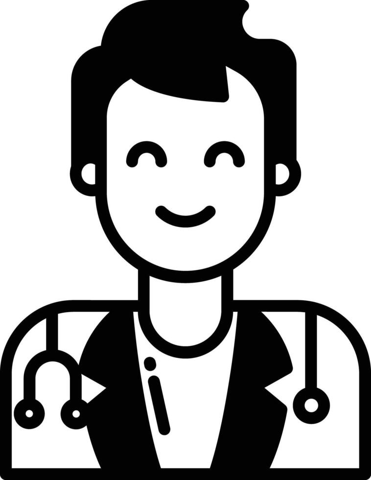 Male Doctor glyph and line vector illustration