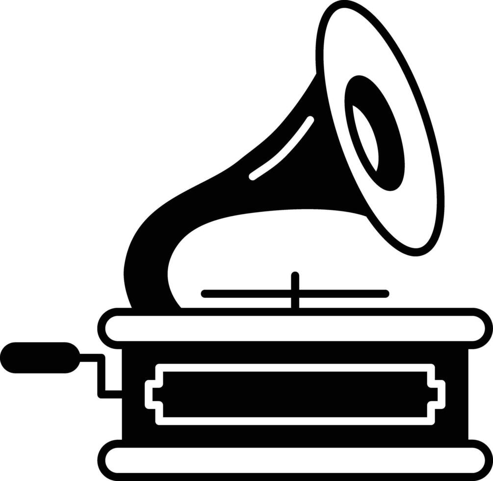 Gramophone glyph and line vector illustration
