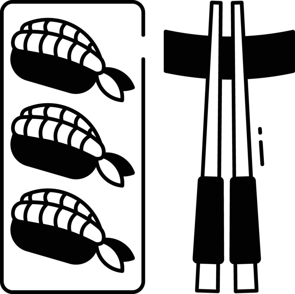 ebi Sushi glifo y línea vector ilustración