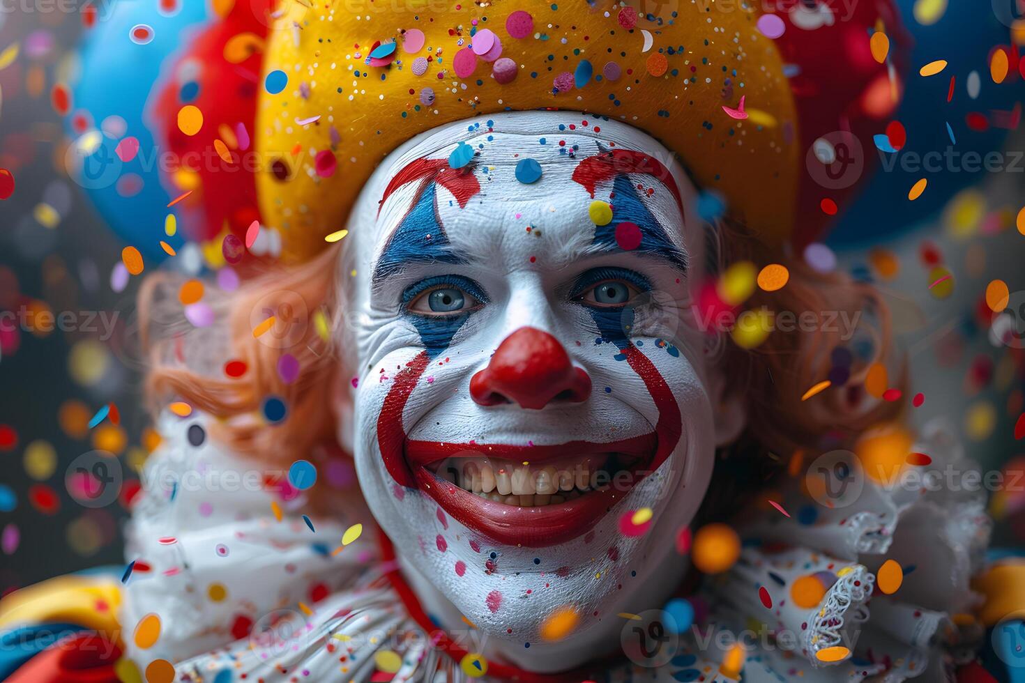 AI generated Close Up of a Person With Clown Makeup Generative AI photo