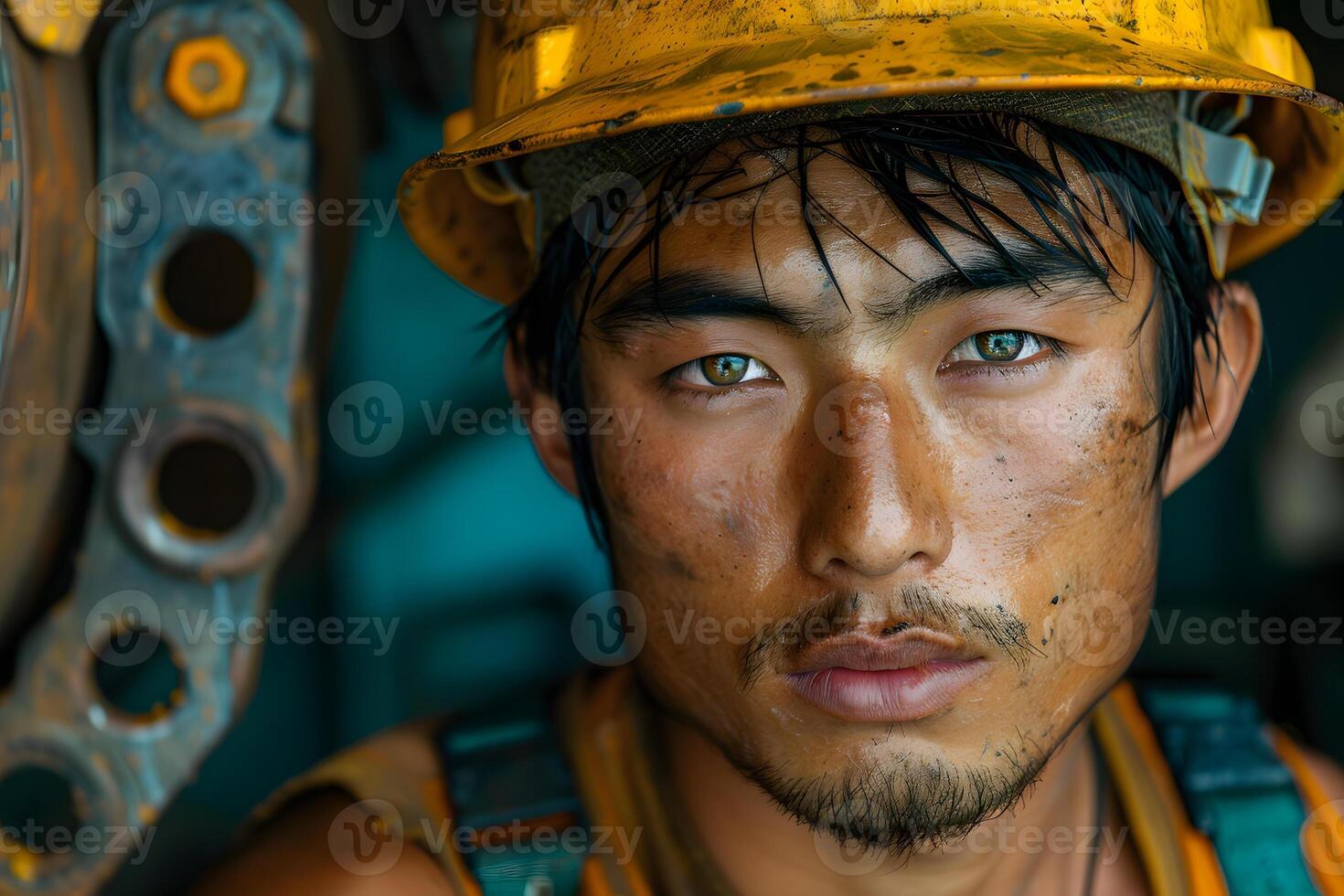 AI generated Construction Worker in Hard Hat and Yellow Safety Gear Generative AI photo