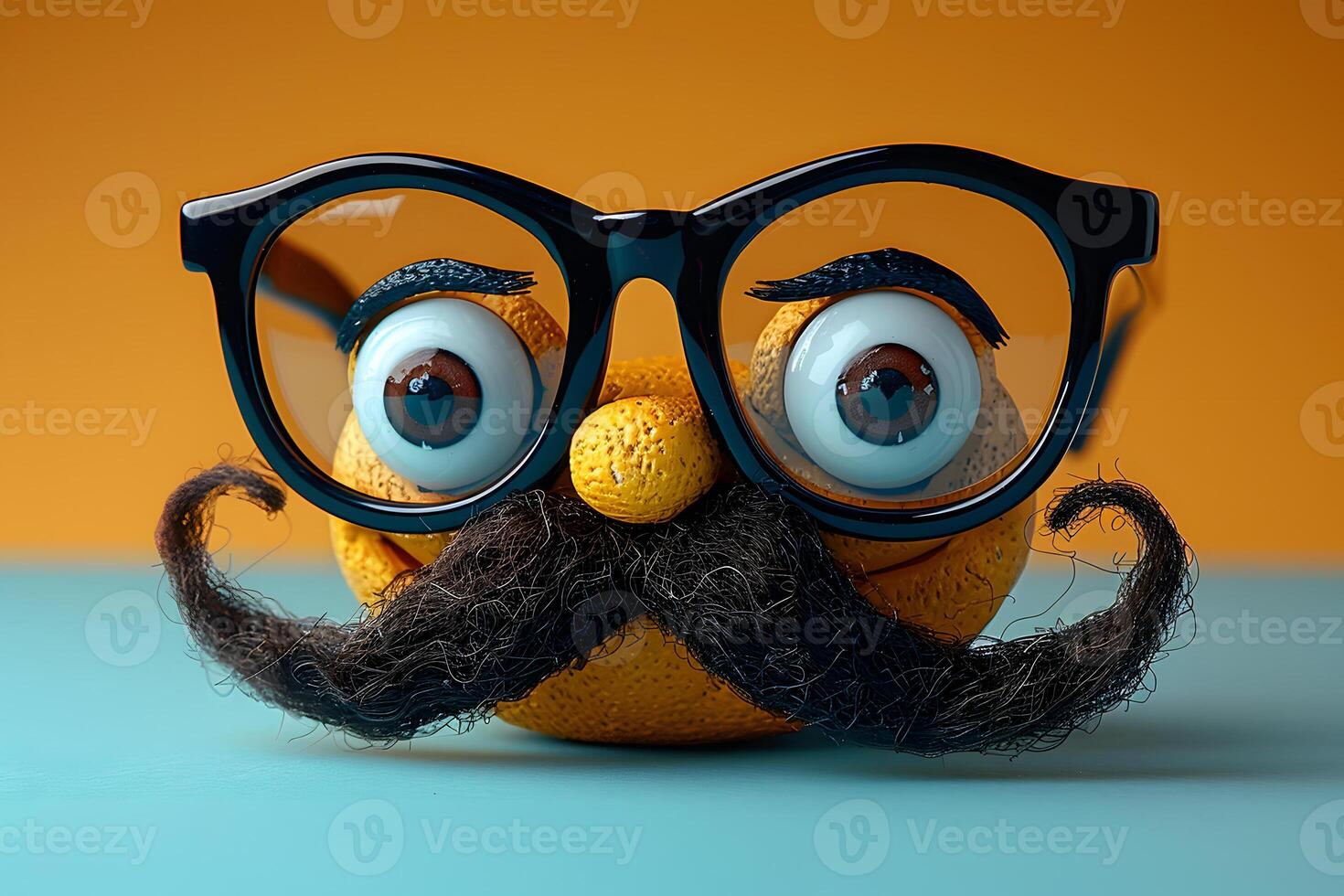 AI generated Toy With Mustache and Glasses Close Up Generative AI photo