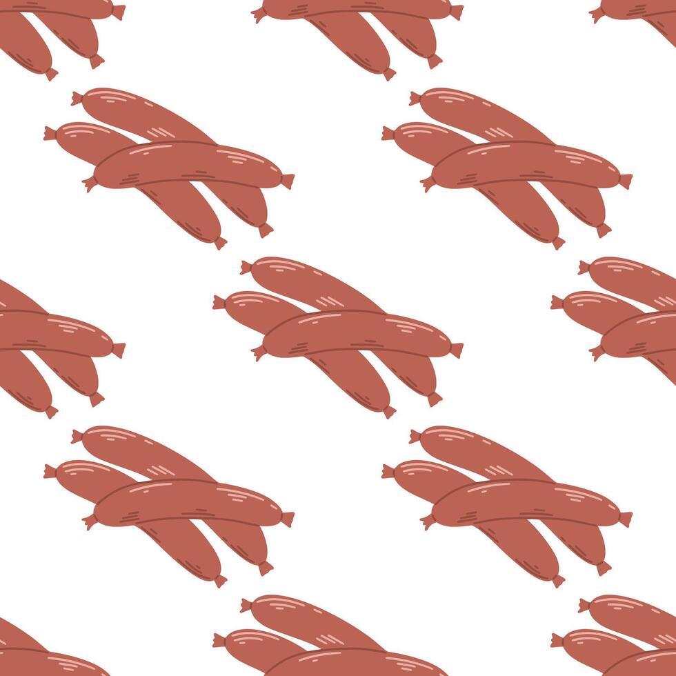 Smoked sausages seamless pattern vector graphics