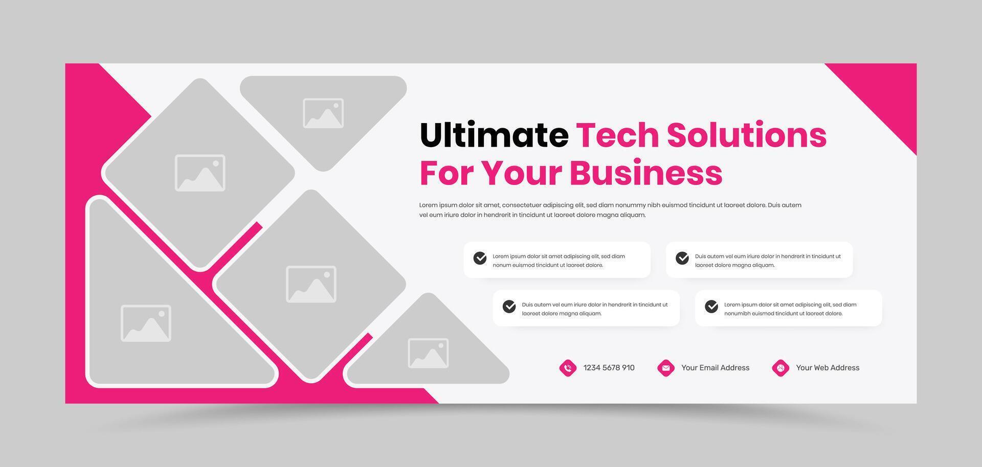 Multipurpose ads presentation corporate business web banner with multiple image placeholder vector