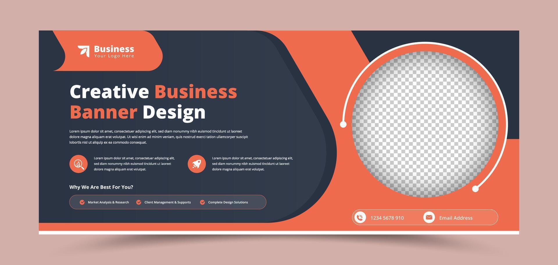 Professional modern business promotional dark web and social media ads banner template design vector