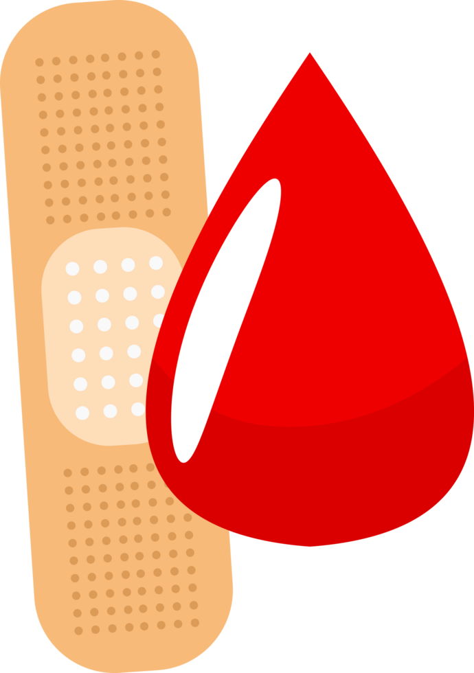 A raised blood drop with a band aid, suitable for medical and healthcare concepts in design projects. png
