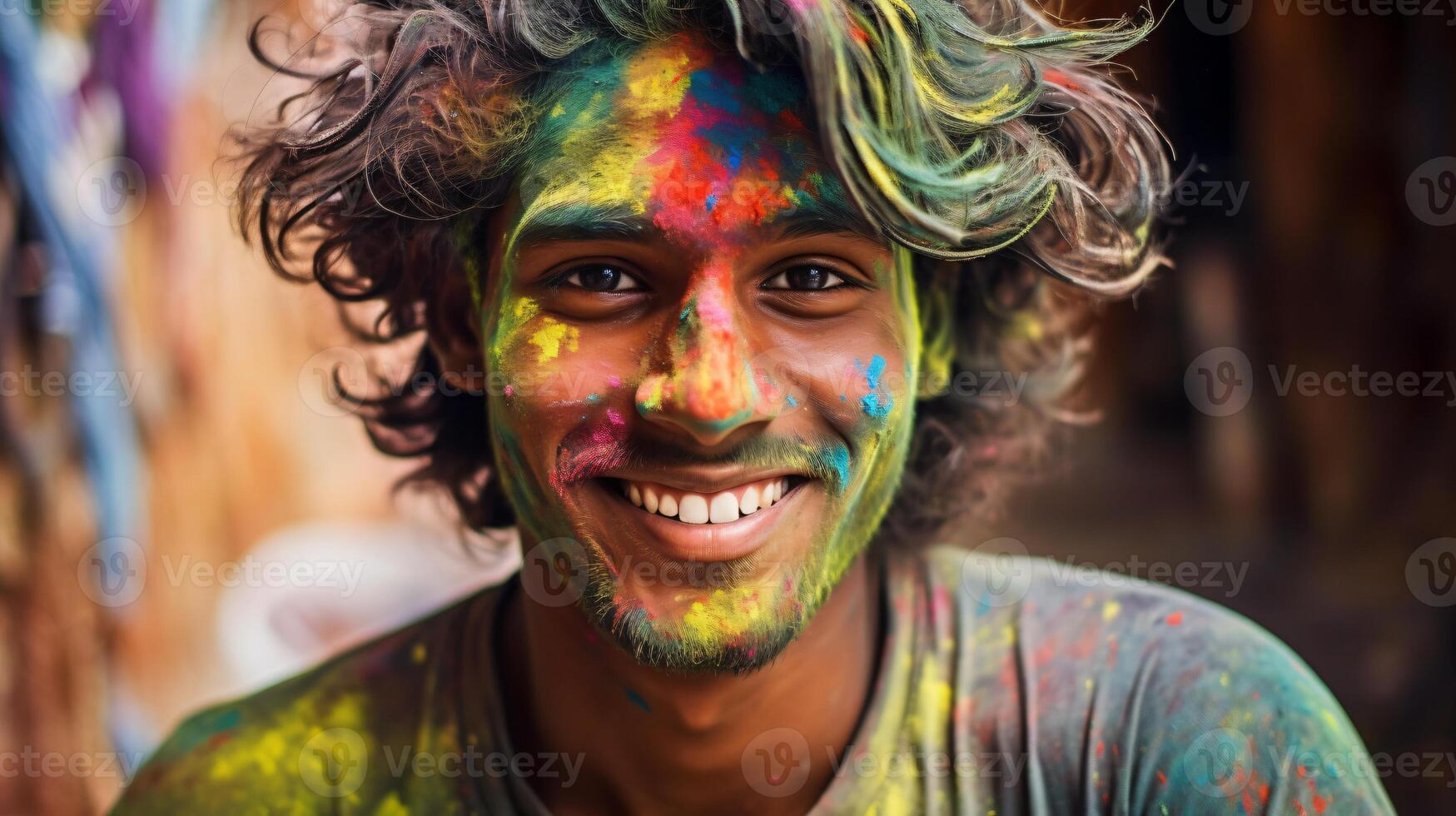 ai generado indio hombre colores su barba y pelo foto