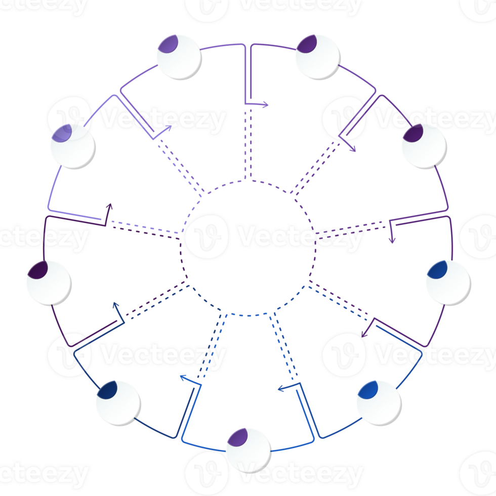 Blue tone circle infographic with 9 steps, process or options. Presentation slide template. Infographic layout design. png