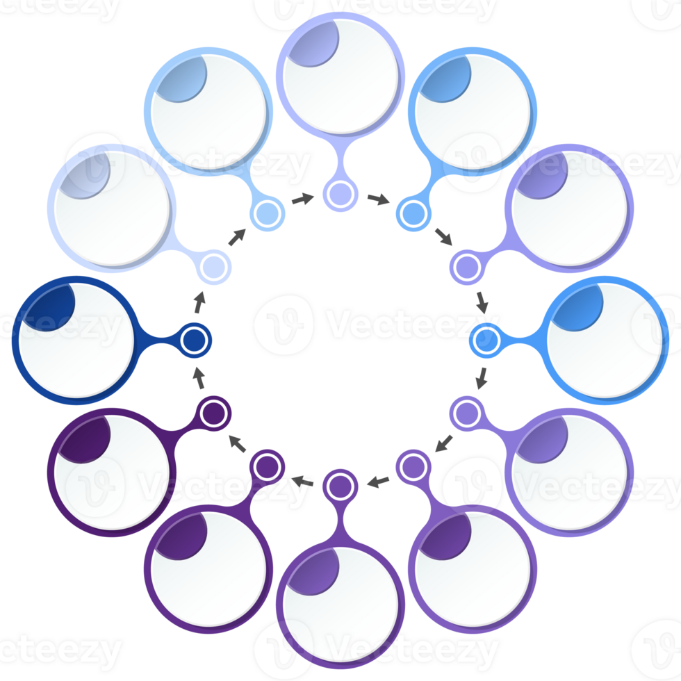 Blue tone circle infographic with 12 steps, process or options. Presentation slide template. Infographic layout design. png