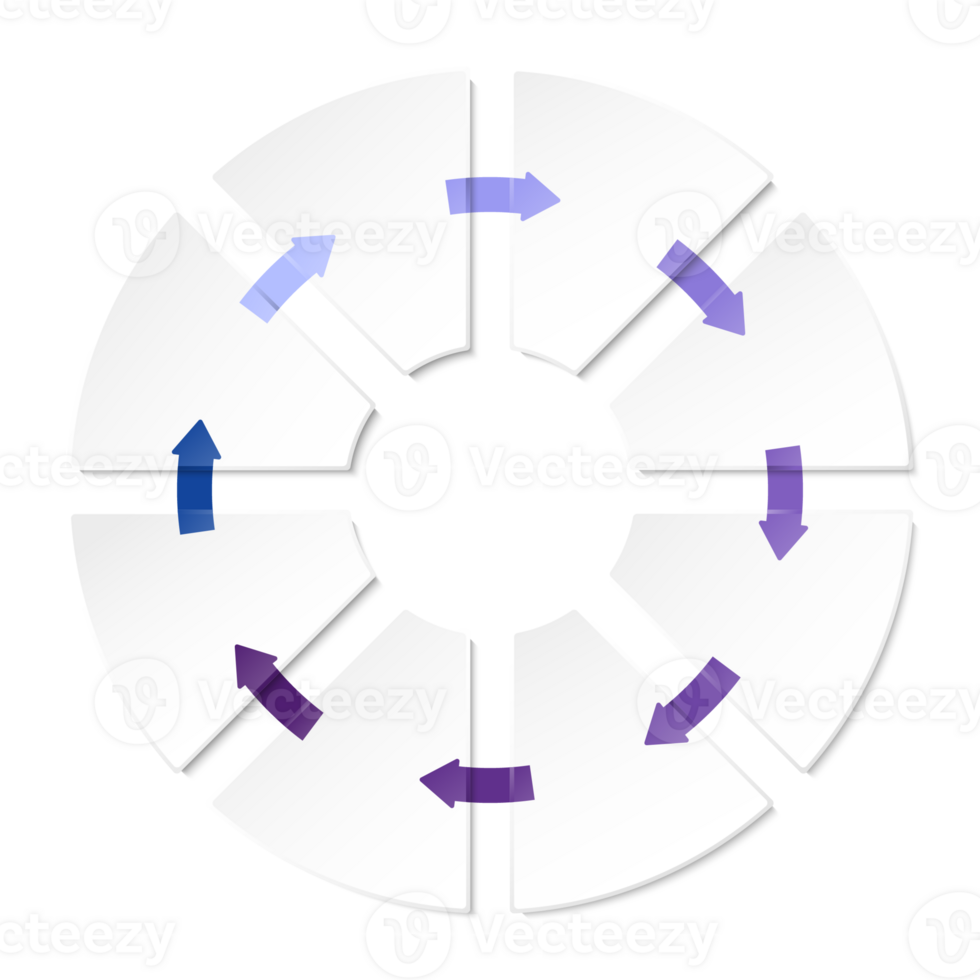 Blue tone circle infographic with 8 steps, process or options. Presentation slide template. png