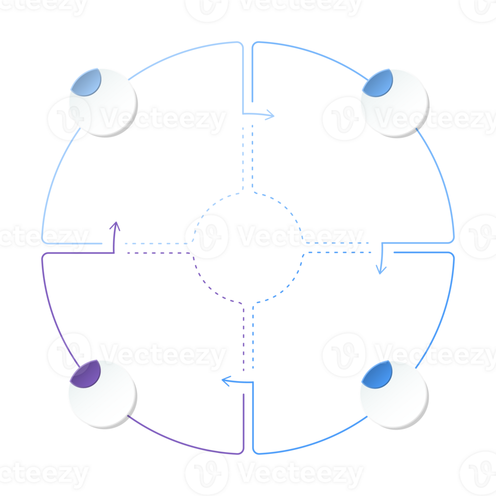 Blue tone circle infographic with 4 steps, process or options. Presentation slide template. png