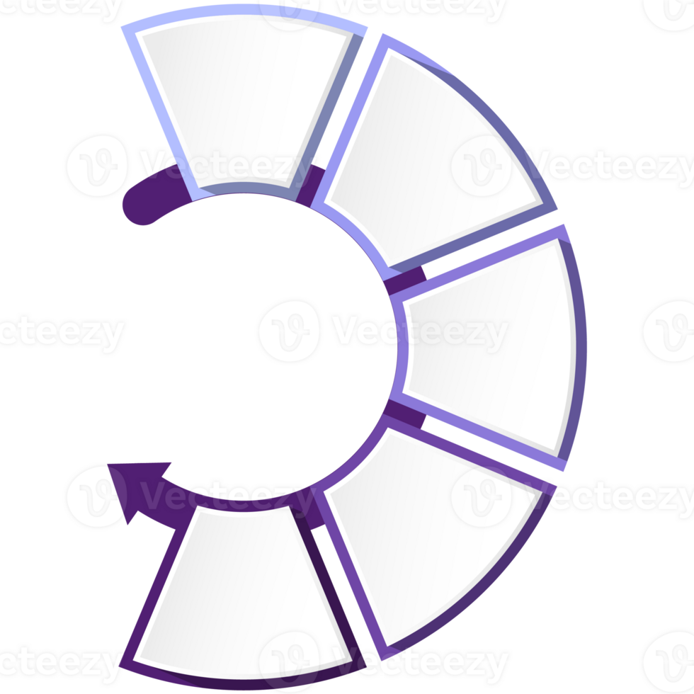 Blue tone circle infographic with 5 steps, process or options. Presentation slide template. png