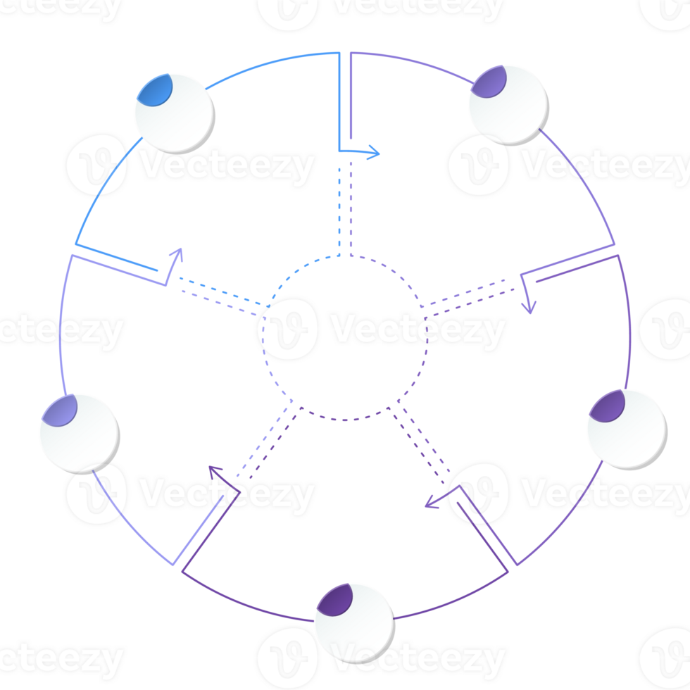 Blue tone circle infographic with 5 steps, process or options. Presentation slide template. png