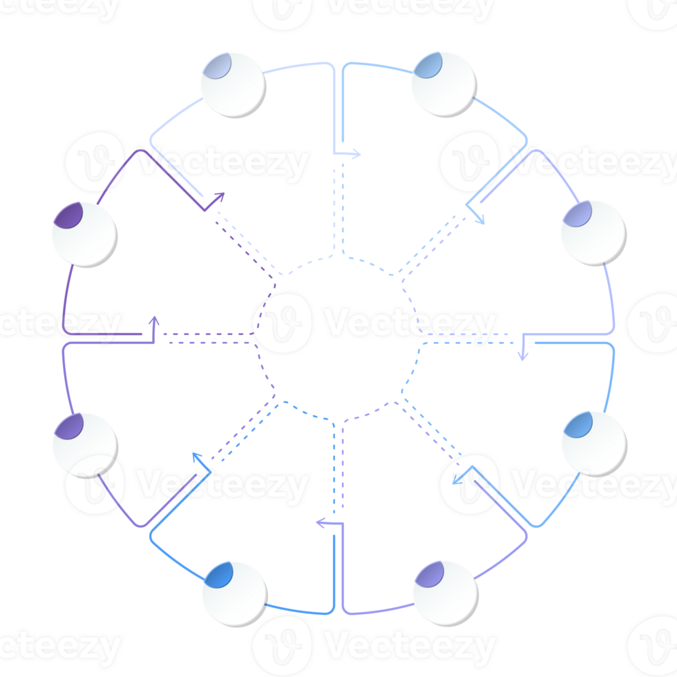 Blue tone circle infographic with 8 steps, process or options. Presentation slide template. png