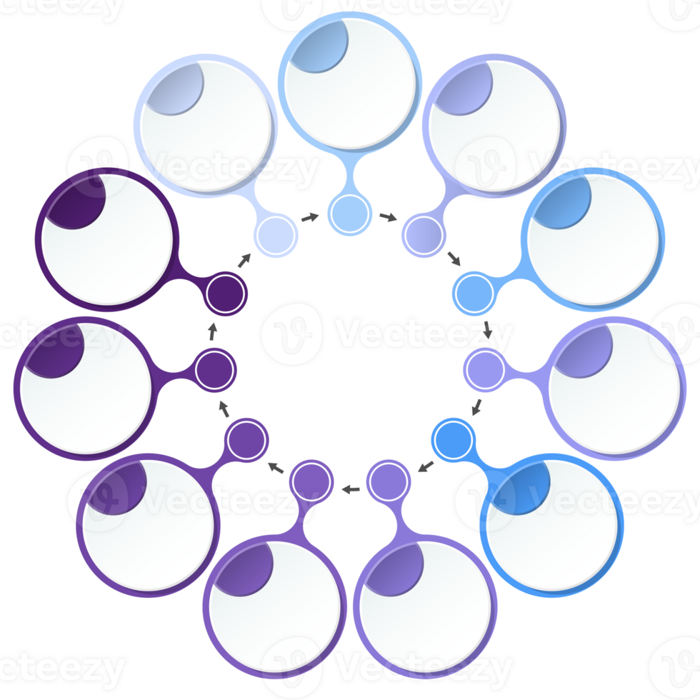 Blue tone circle infographic with 11 steps, process or options. Presentation slide template. Infographic layout design. png