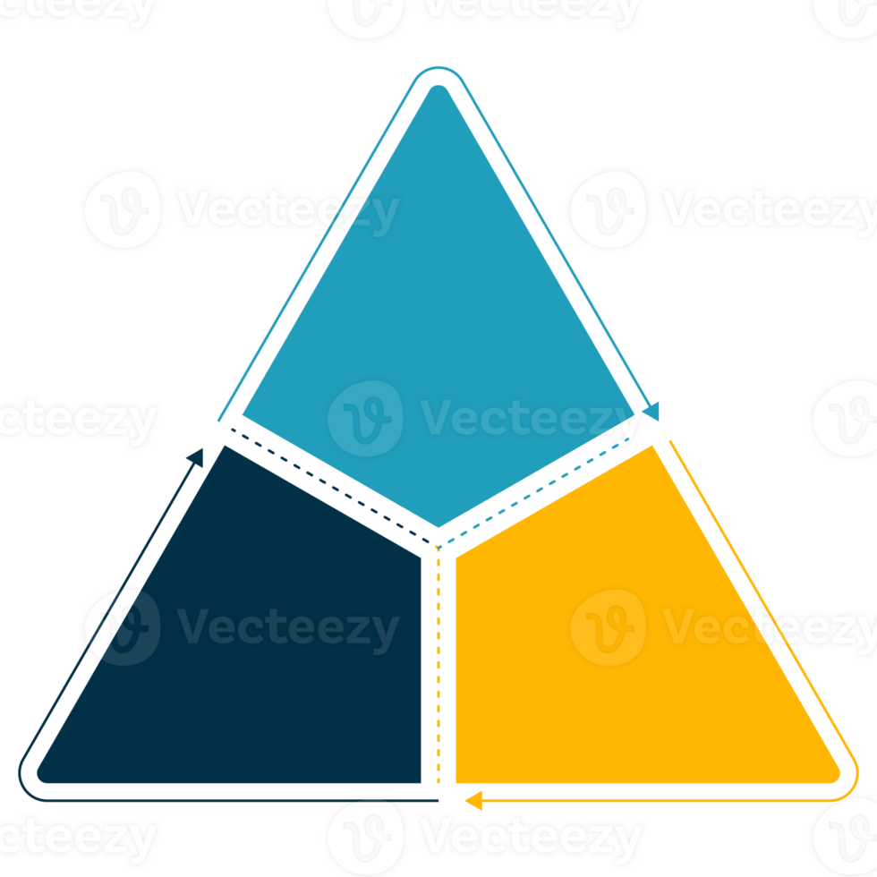 Triangle infographic process design 3 options or steps. png