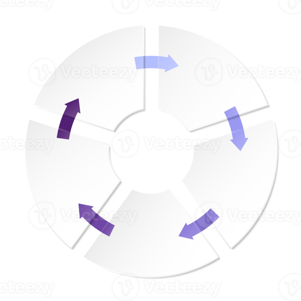 Blue tone circle infographic with 5 steps, process or options. Presentation slide template. png