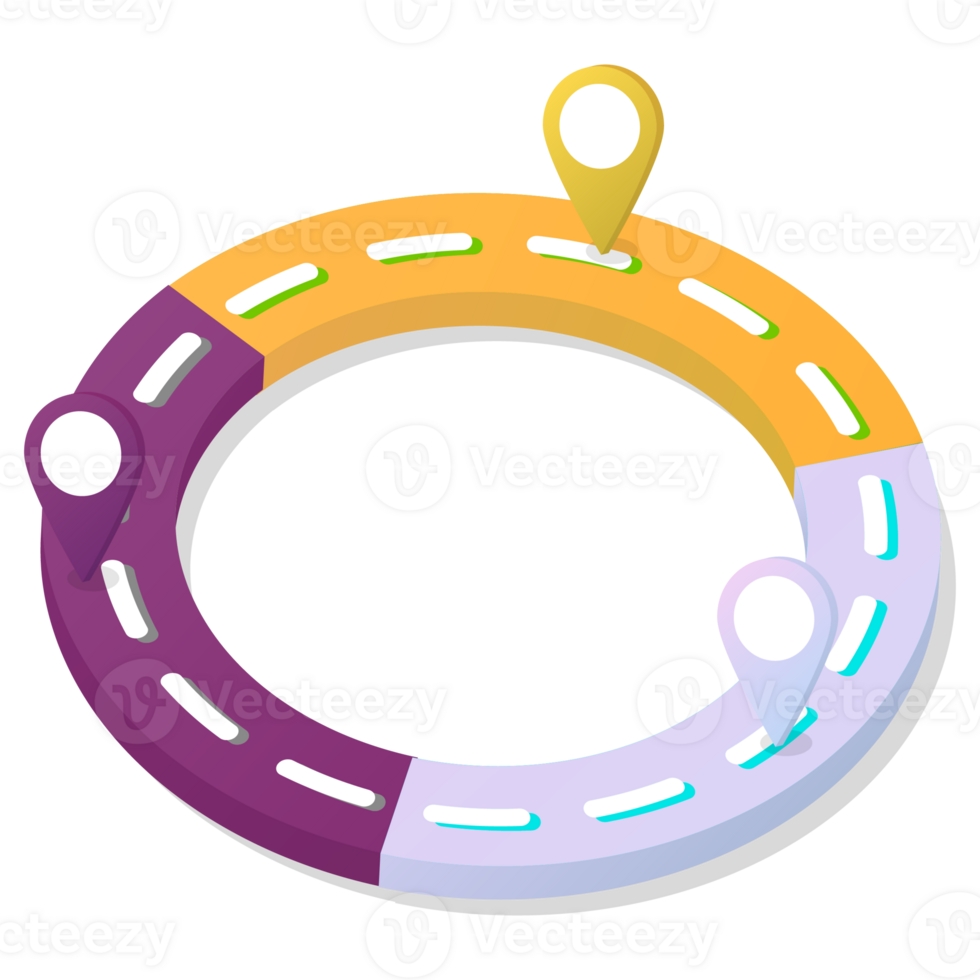 3D Road way infographic circle of 3 steps for finance process steps. png