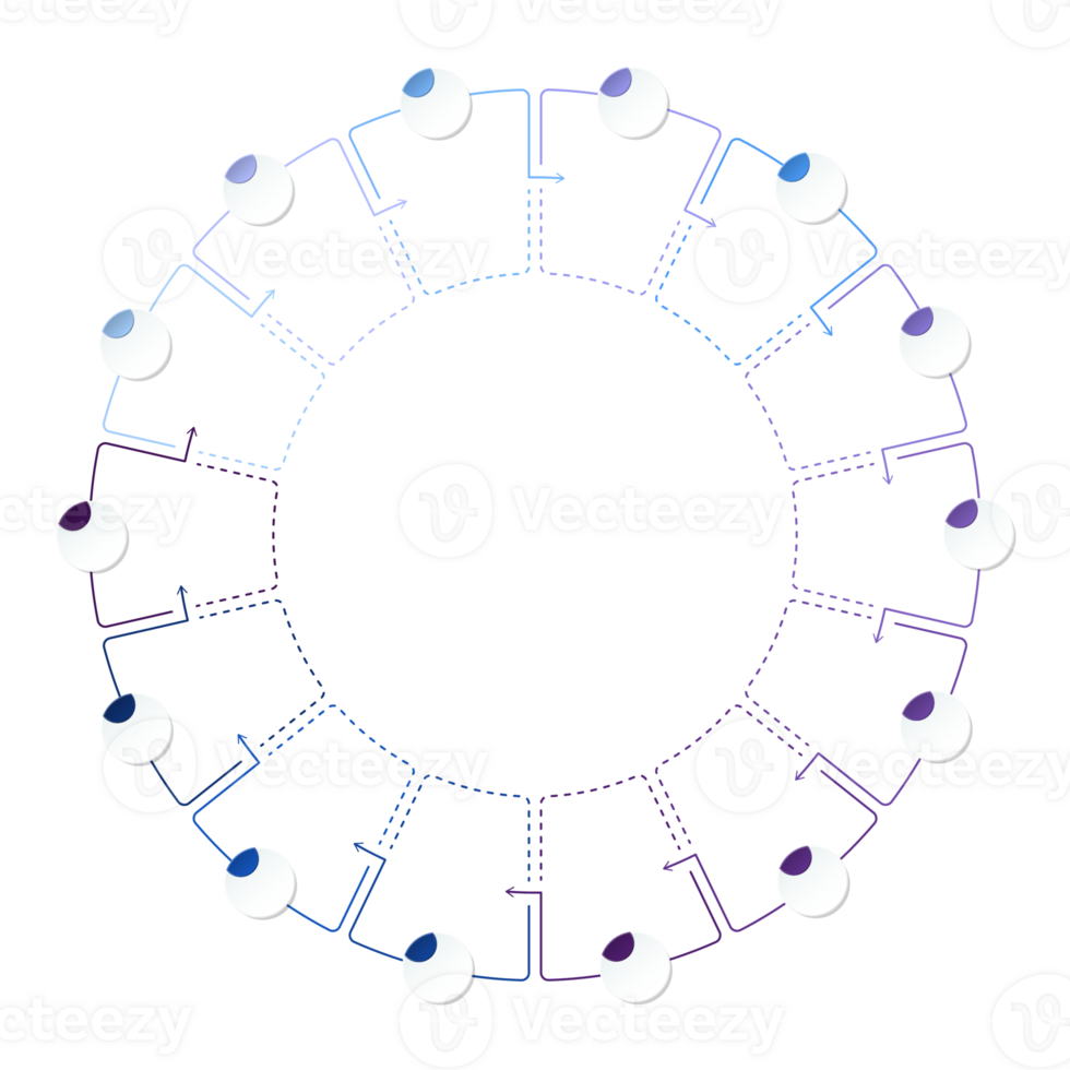 Blue tone circle infographic with 14 steps, process or options. Presentation slide template. Infographic layout design. png