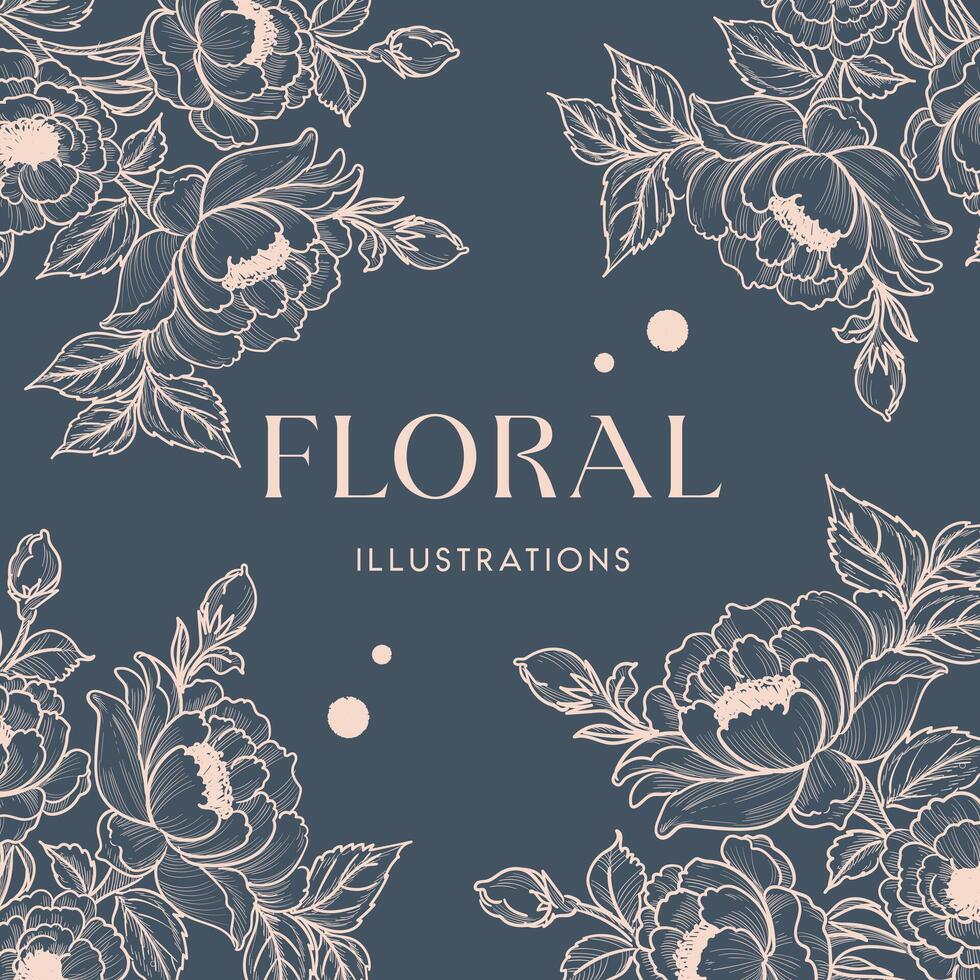 elegancia mano dibujado mono línea floral botánico flor elemento antecedentes diseño vector