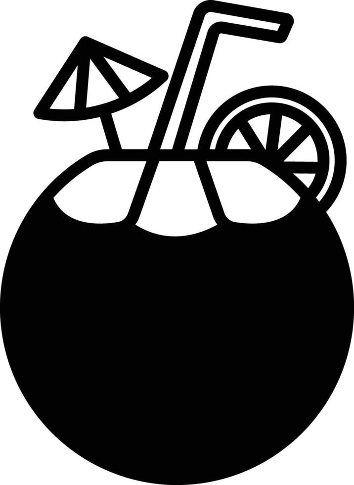 Tender coconut glyph and line vector illustration