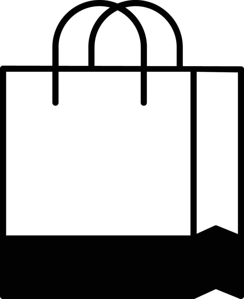 compras bolso glifo y línea vector ilustración