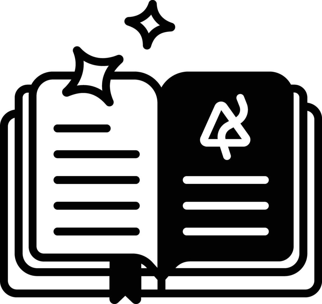 Magic Book glyph and line vector illustration