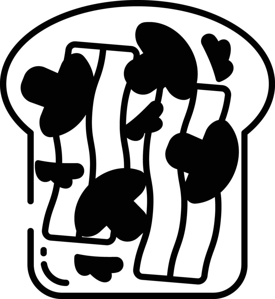 Bacon toast glyph and line vector illustration