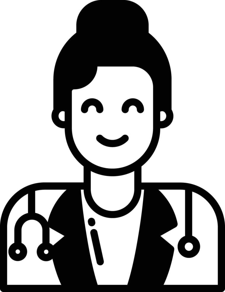 Female Doctor glyph and line vector illustration