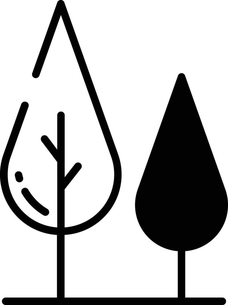 Tree glyph and line vector illustration