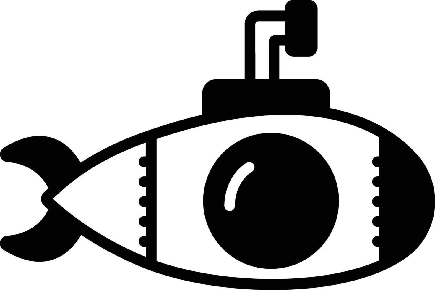 Submarine glyph and line vector illustration