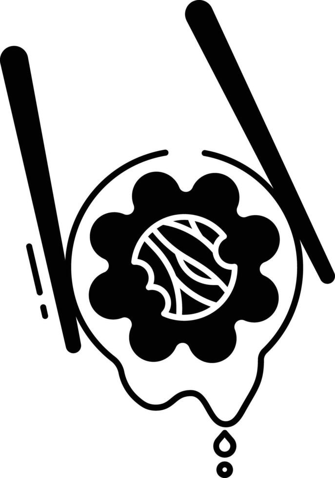 Uramaki sushi glyph and line vector illustration