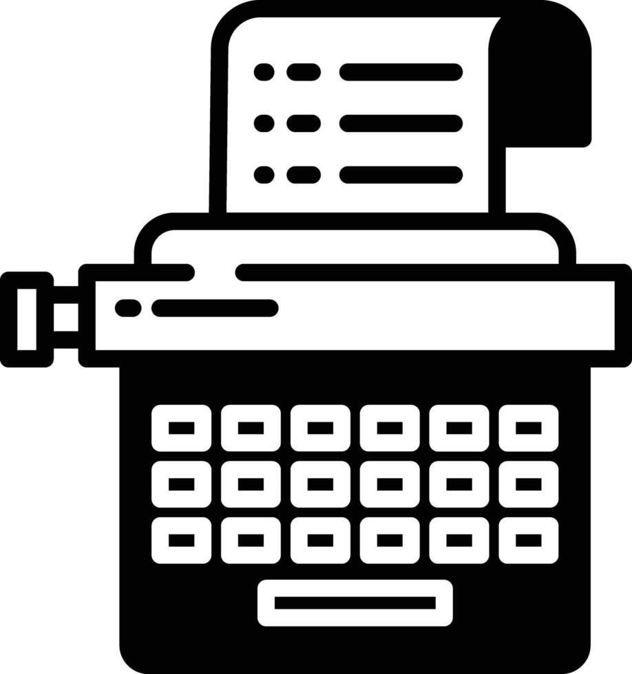 Typewriter glyph and line vector illustration