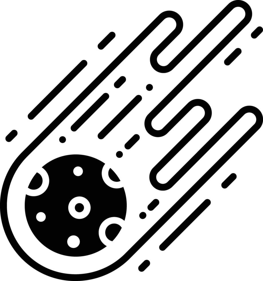 Asteroid rock glyph and line vector illustration