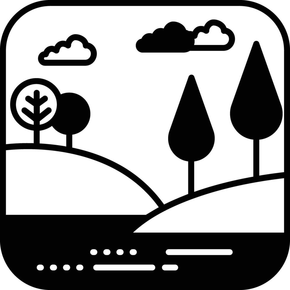 paisaje glifo y línea vector ilustración