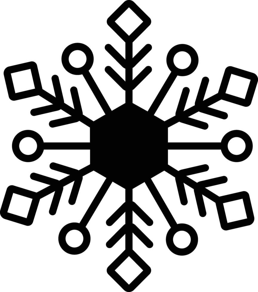 Snowflake glyph and line vector illustration