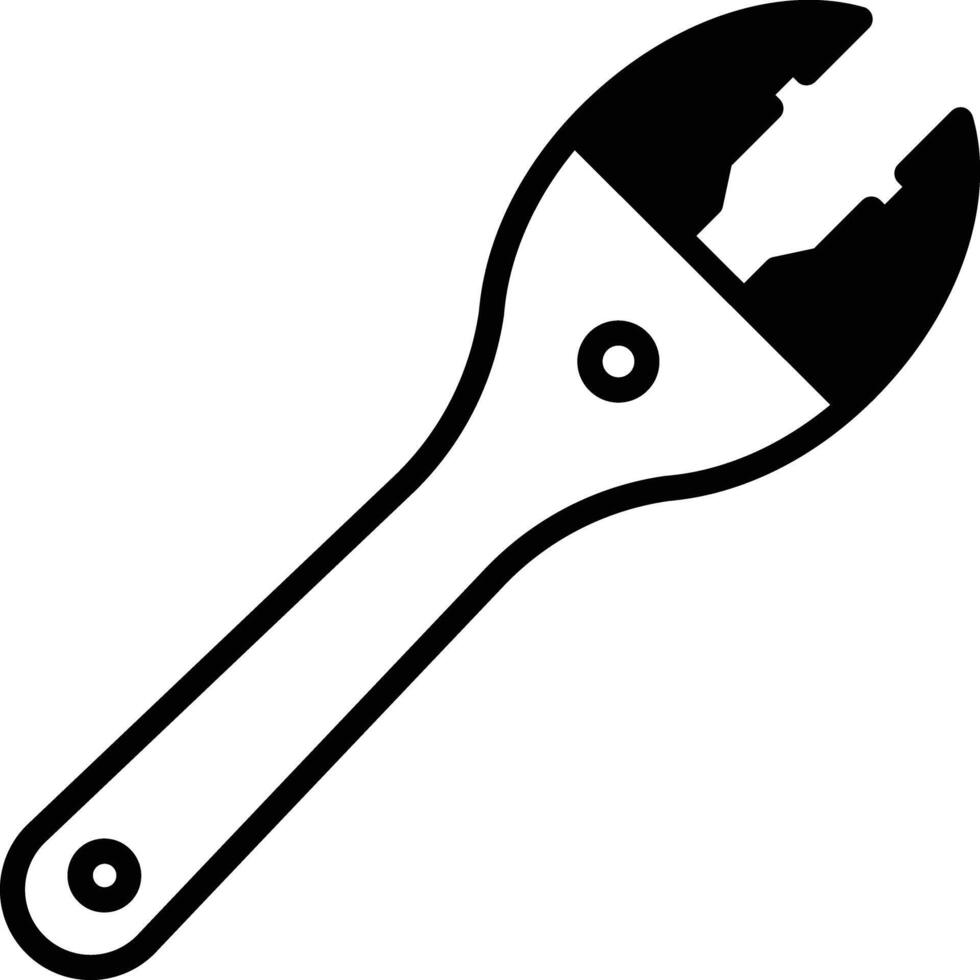 Spud Wrench glyph and line vector illustration