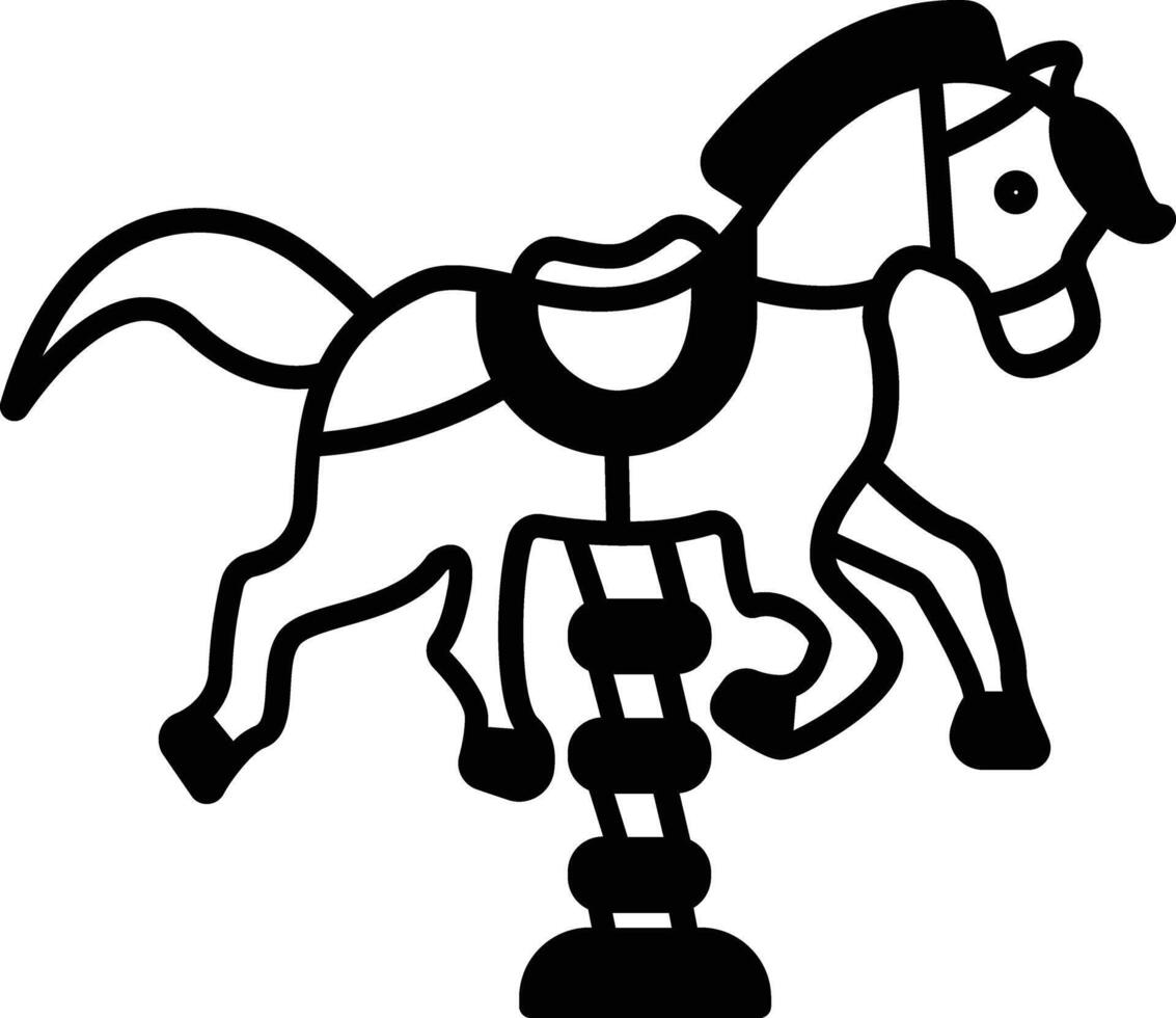 spring horse glyph and line vector illustration
