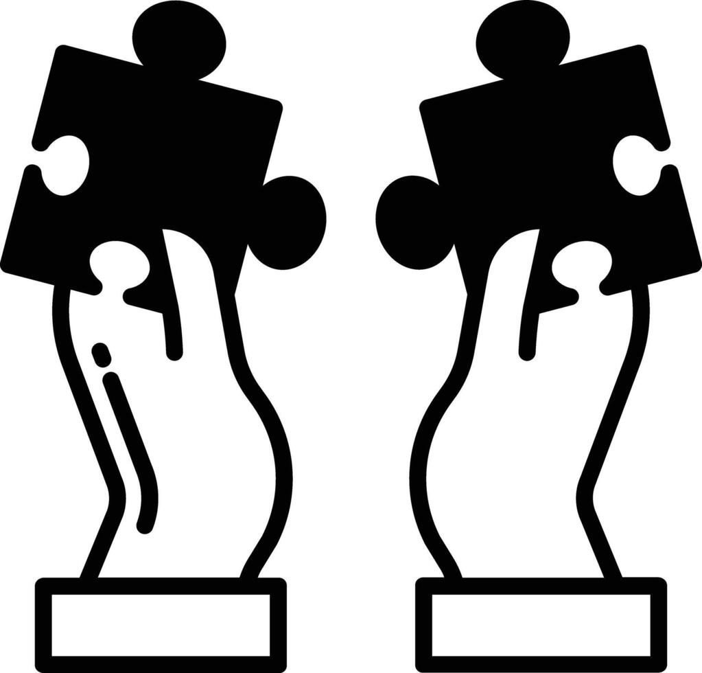 Puzzle Pieces glyph and line vector illustration