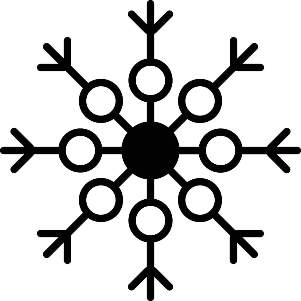 Snowflake glyph and line vector illustration