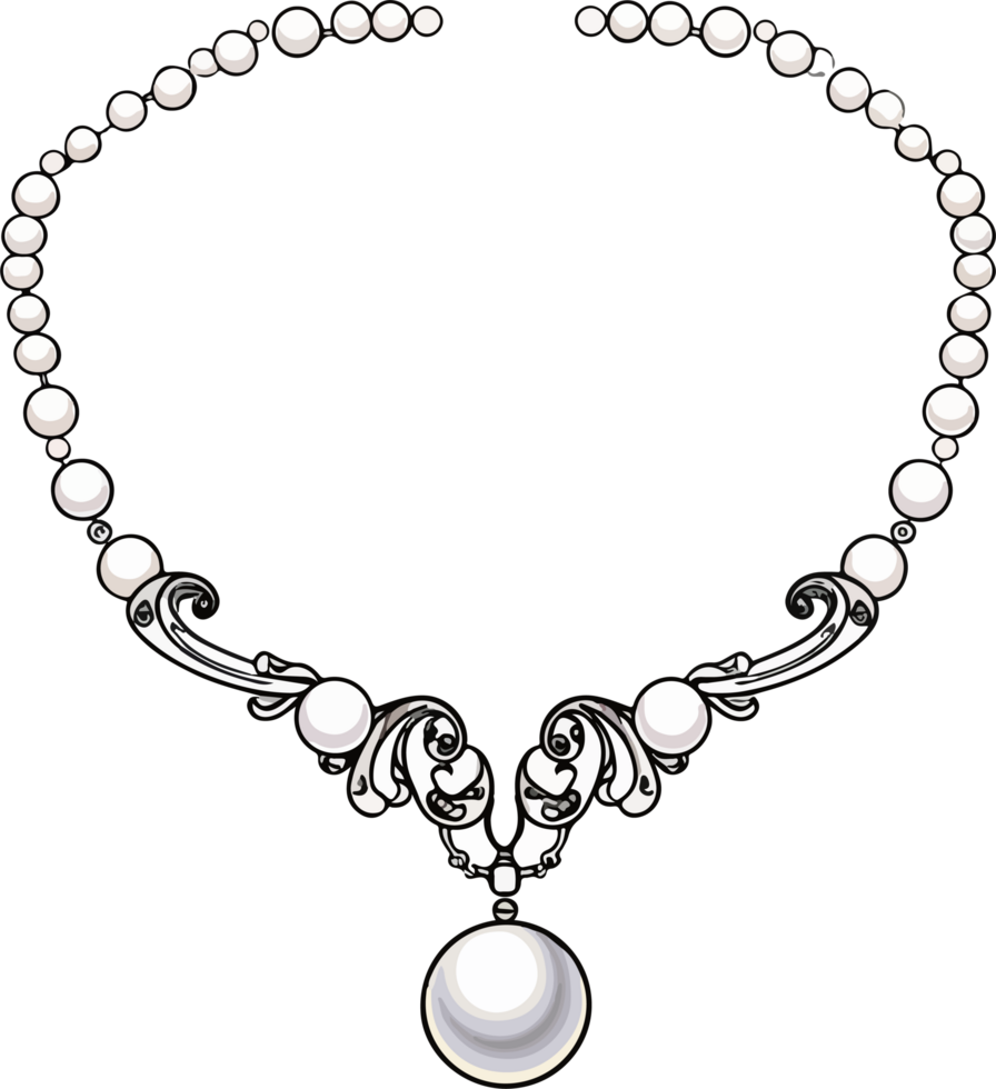 AI generated necklace illustration isolated on transparent background. png