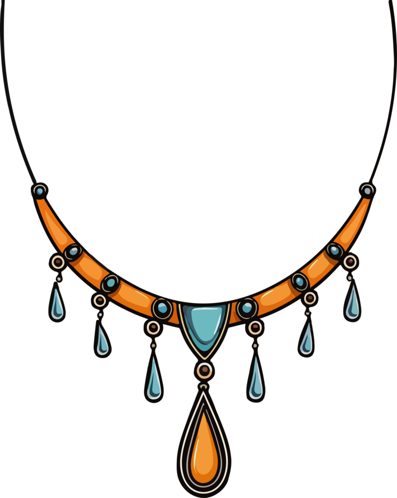AI generated necklace illustration isolated on transparent background. png