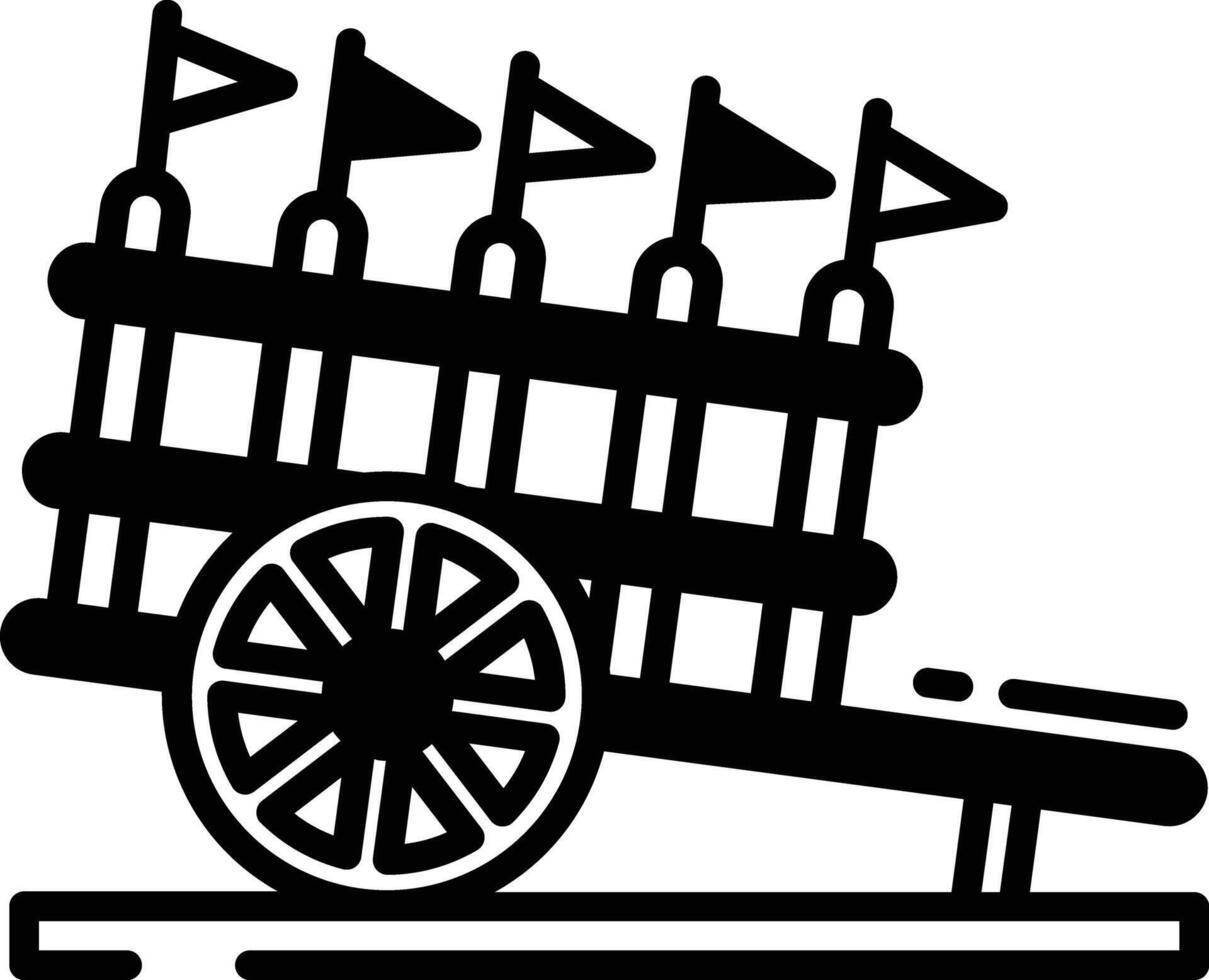 bullock cart glyph and line vector illustration